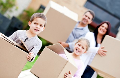 Prepared furniture items loaded for pick-up from a Neasden property