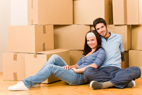 Furniture and boxes prepared for a local home move in Neasden